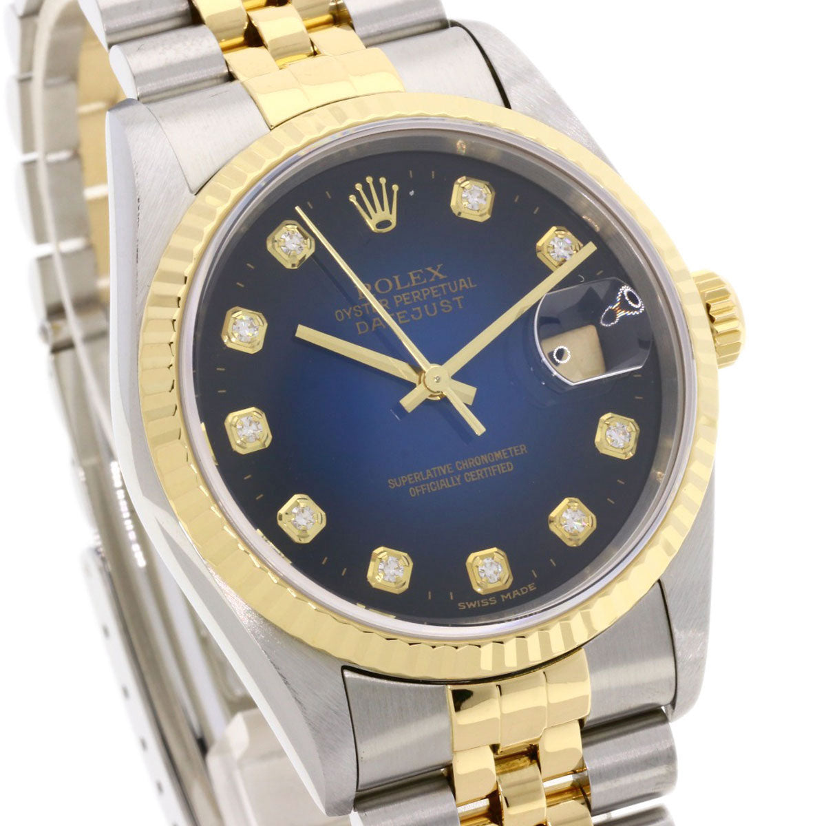 ROLEX Datejust 10P Diamond Blue Gradation Watches 16233G Stainless Steel/SSxK18YG mens