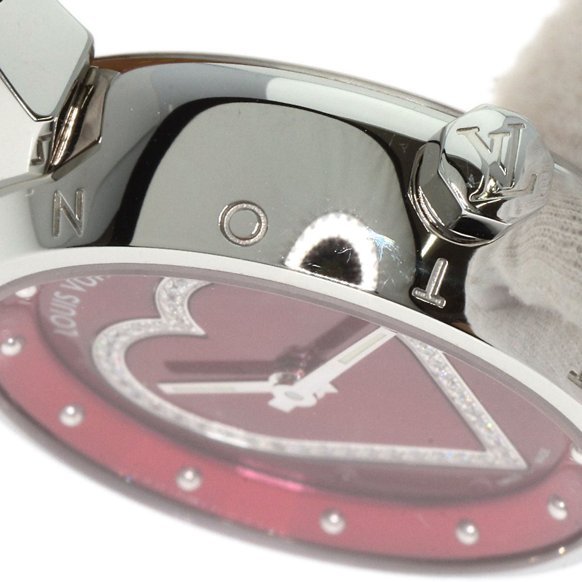 LOUIS VUITTON Tambour Heart Watches Q121Z Stainless Steel/Leather Ladies