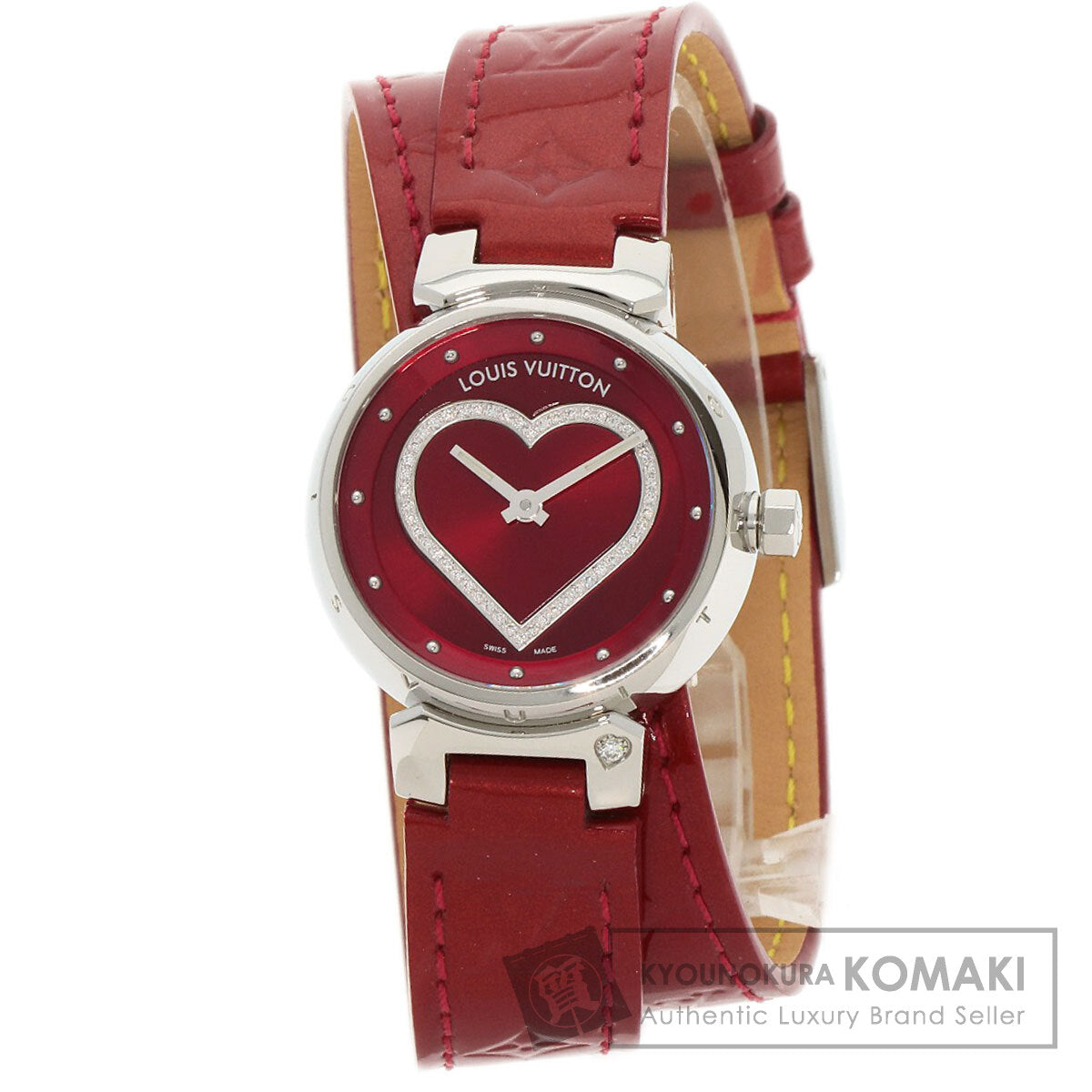 LOUIS VUITTON Tambour Heart Watches Q121Z Stainless Steel/Leather Ladies
