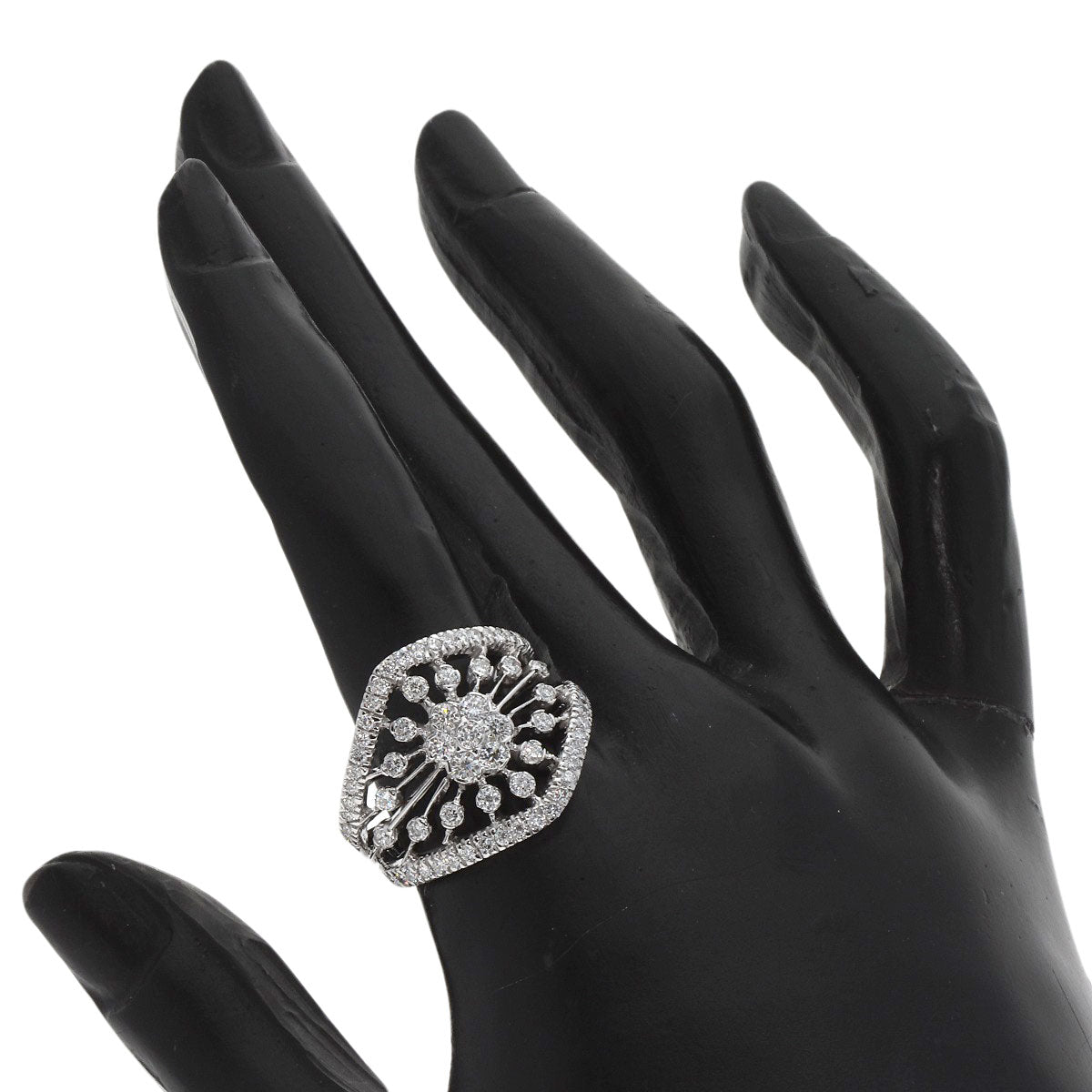 Queen Diamond Ring K18 White Gold Ladies [Used]