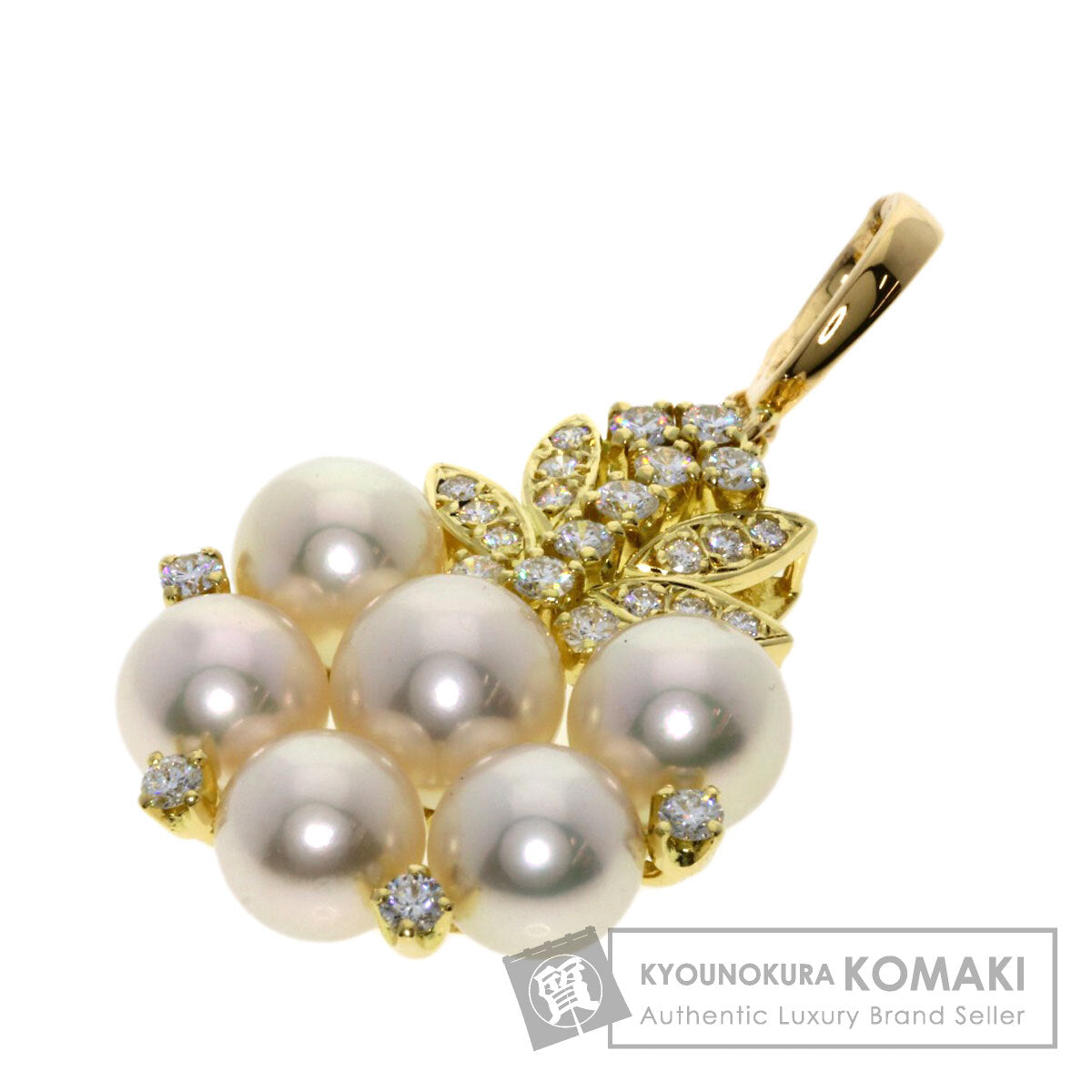 MIKIMOTO Pearl Pearl Diamond Pendant top K18 Yellow Gold Ladies [Used]