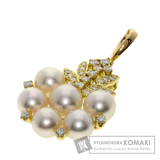 MIKIMOTO Pearl Pearl Diamond Pendant top K18 Yellow Gold Ladies [Used]