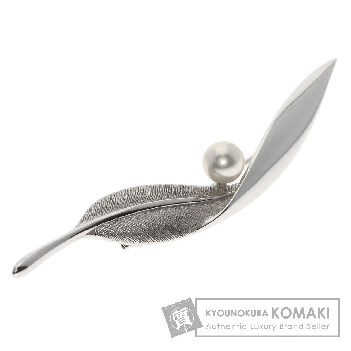 MIKIMOTO   Brooch Akoya pearl Pearl leaf motif K18 White Gold Ladies
