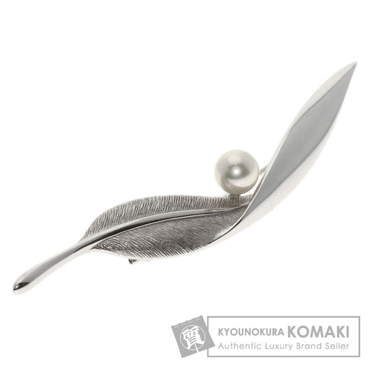 MIKIMOTO   Brooch Akoya pearl Pearl leaf motif K18 White Gold Ladies