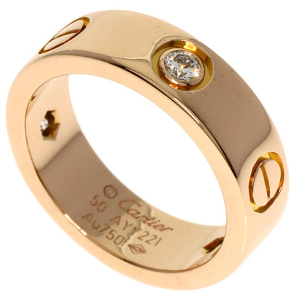 CARTIER   Ring love ring 3P half Diamond #50 K18 Pink Gold Ladies