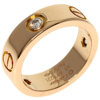 CARTIER   Ring love ring 3P half Diamond #50 K18 Pink Gold Ladies