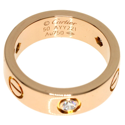 CARTIER   Ring love ring 3P half Diamond #50 K18 Pink Gold Ladies