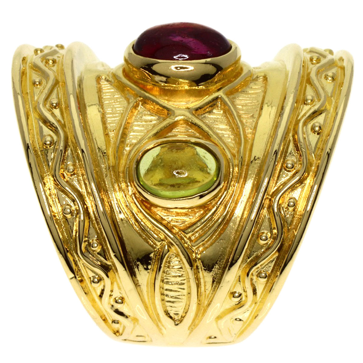 Amethyst Peridot Ring K18 Yellow Gold  16.5g　Ladies