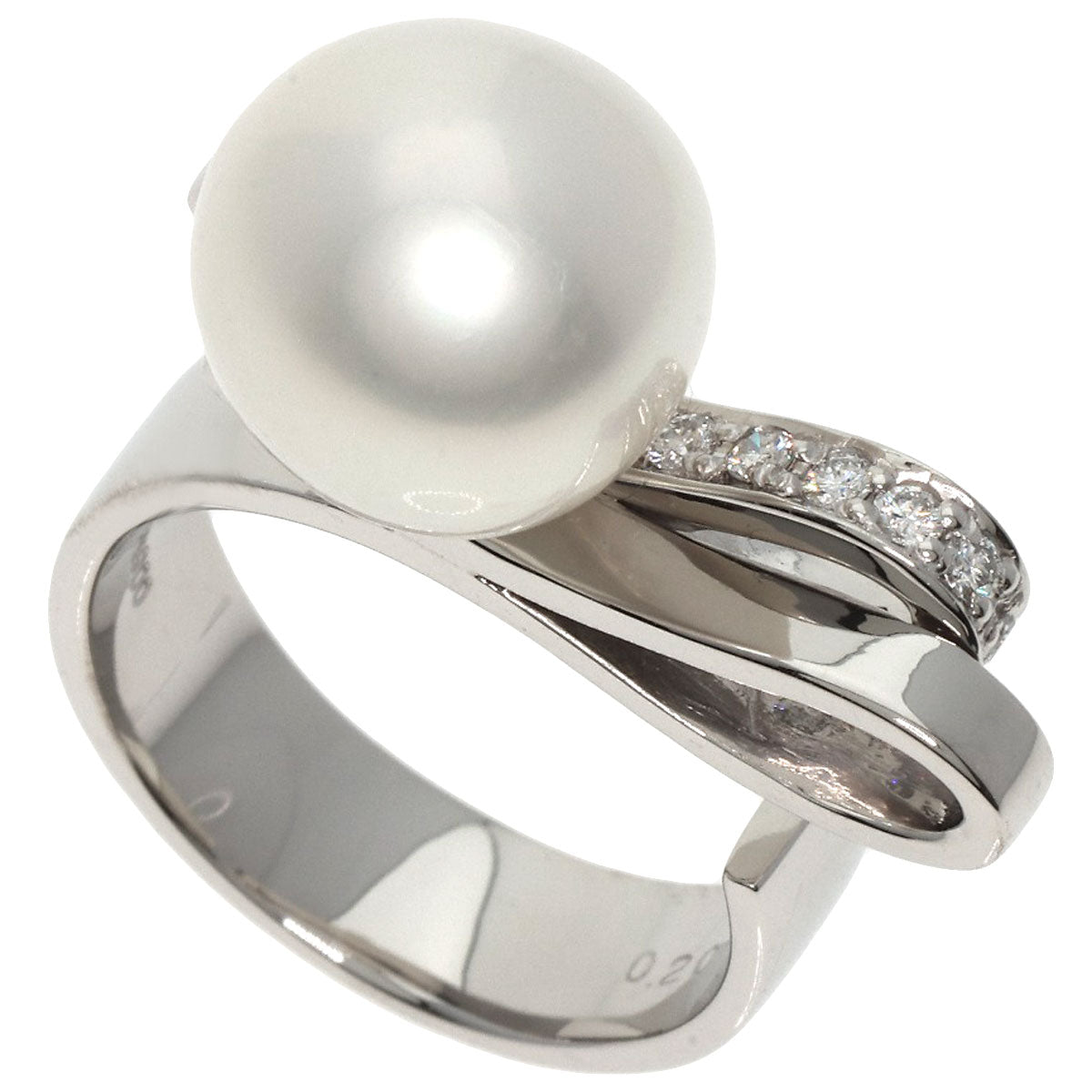 Pearl Pearl Diamond Ring Platinum PT900  10.3g　Ladies