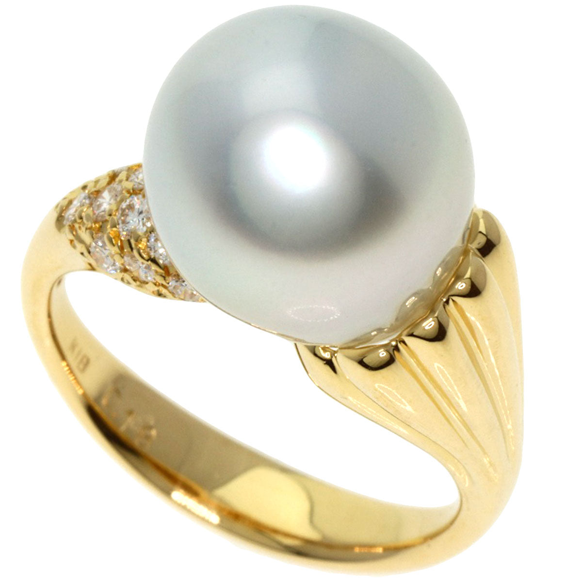 Pearl Pearl Diamond Ring K18 Yellow Gold  6.9g　Ladies