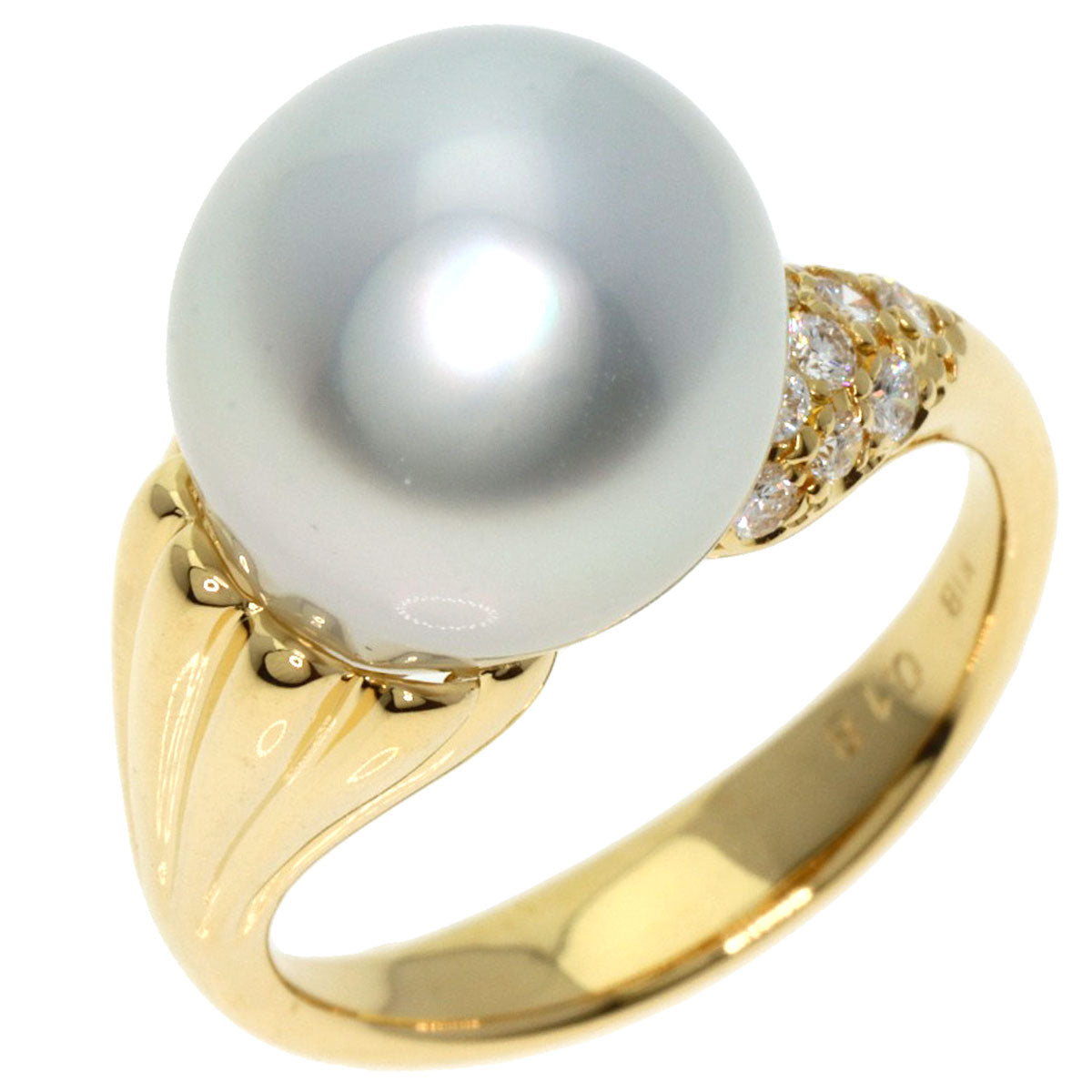 Pearl Pearl Diamond Ring K18 Yellow Gold  6.9g　Ladies