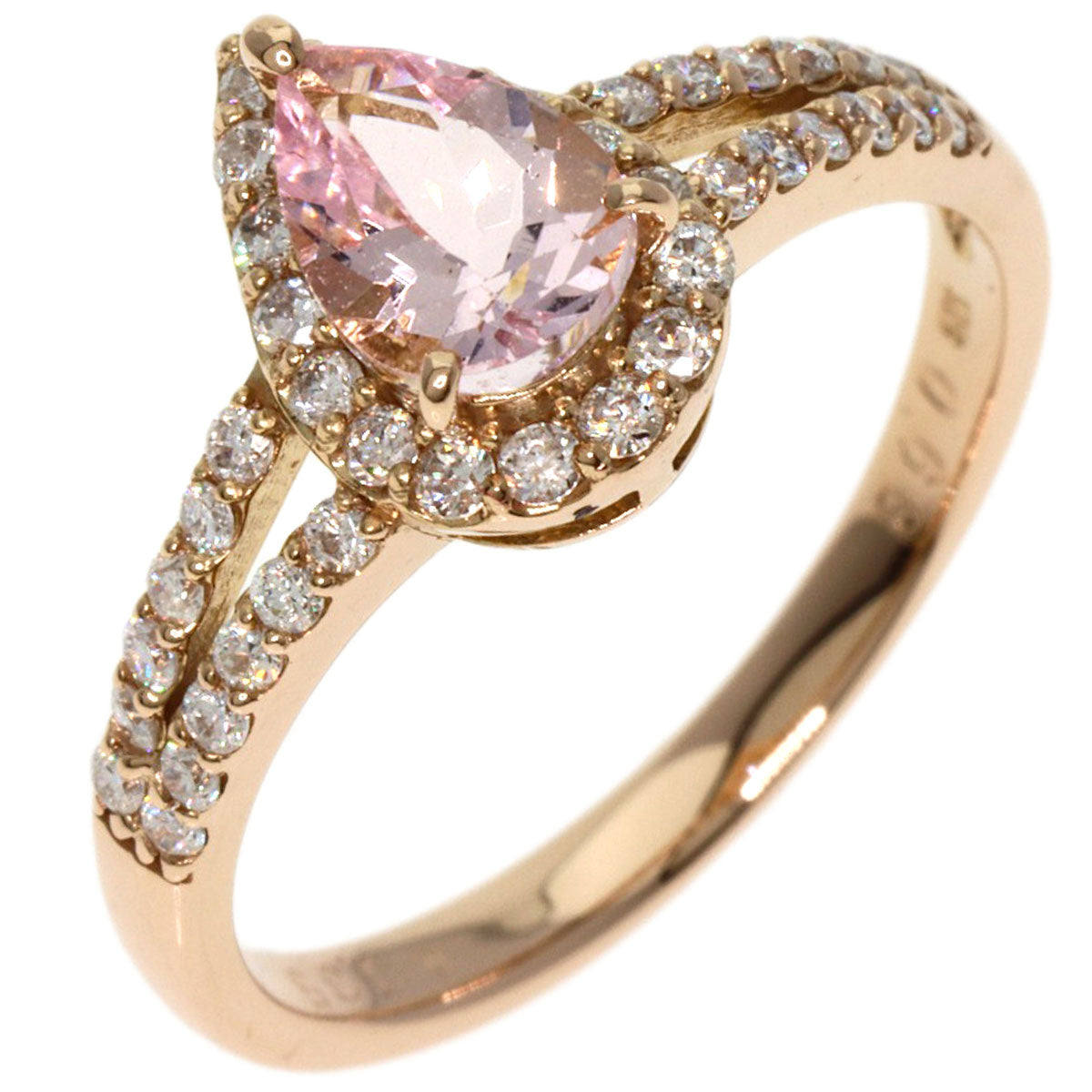 0.68ct Morganite Diamond Ring K18 Pink Gold  3g　Ladies