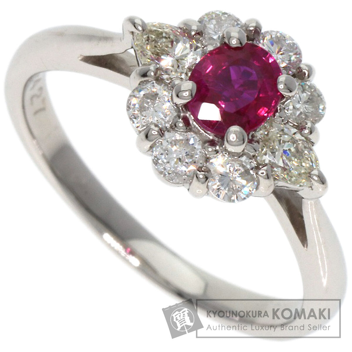 0.427ct Ruby Diamond Ring Platinum PT900  4.93g　Ladies