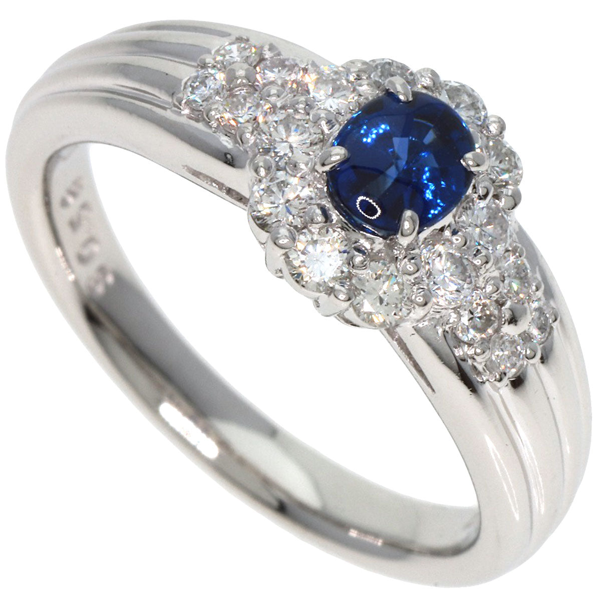 0.58ct Sapphire Diamond Ring Platinum PT900  7.3g　Ladies