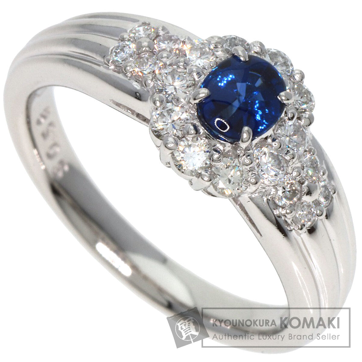 0.58ct Sapphire Diamond Ring Platinum PT900  7.3g　Ladies