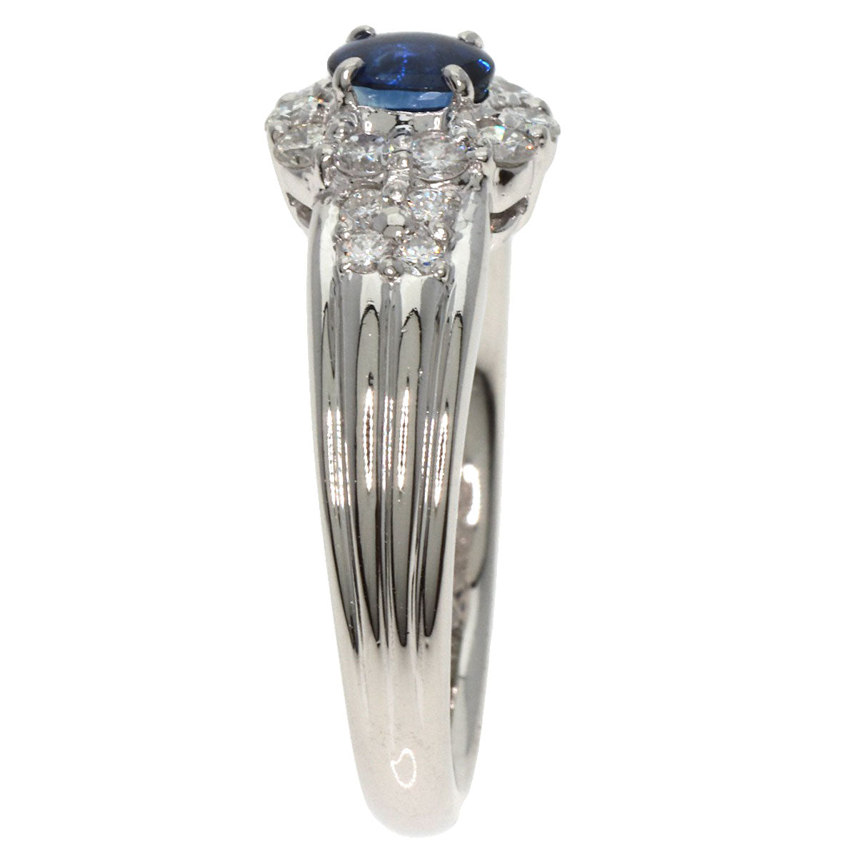 0.58ct Sapphire Diamond Ring Platinum PT900  7.3g　Ladies