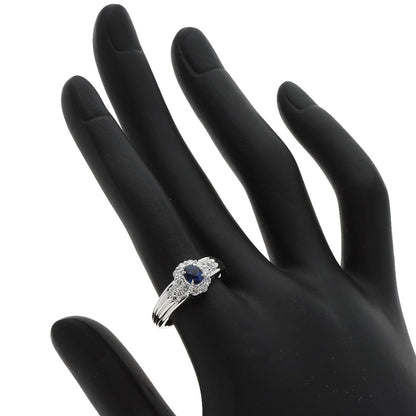 0.58ct Sapphire Diamond Ring Platinum PT900  7.3g　Ladies