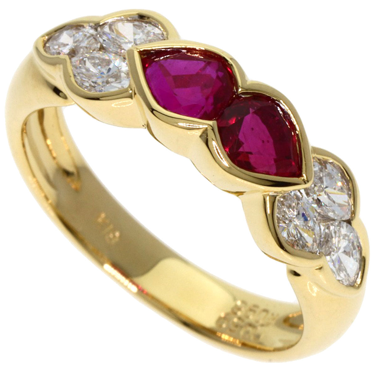 0.96ct Ruby Diamond Ring K18 Yellow Gold  4.6g　Ladies