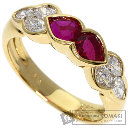 0.96ct Ruby Diamond Ring K18 Yellow Gold  4.6g　Ladies