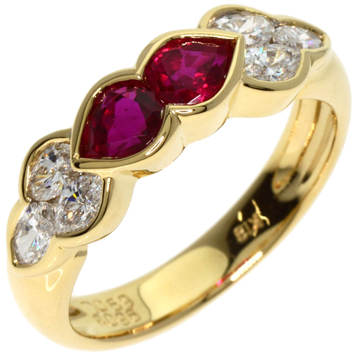 0.96ct Ruby Diamond Ring K18 Yellow Gold  4.6g　Ladies