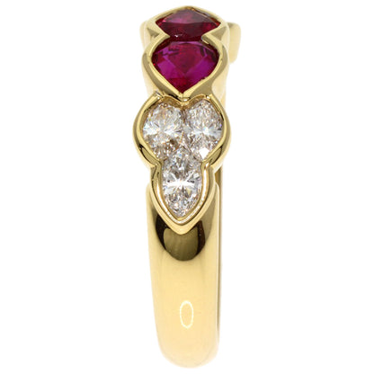 0.96ct Ruby Diamond Ring K18 Yellow Gold  4.6g　Ladies