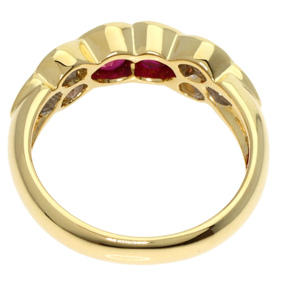 0.96ct Ruby Diamond Ring K18 Yellow Gold  4.6g　Ladies