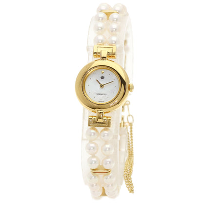 MIKIMOTO Pearl Watch JAL Limited Watches 4N20-0941 Gold Plated/Pearl Ladies