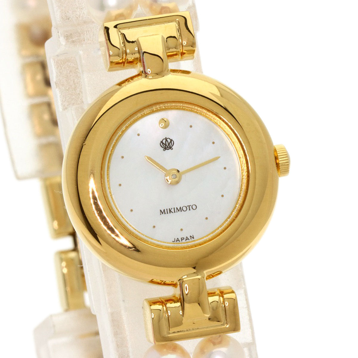 MIKIMOTO Pearl Watch JAL Limited Watches 4N20-0941 Gold Plated/Pearl Ladies