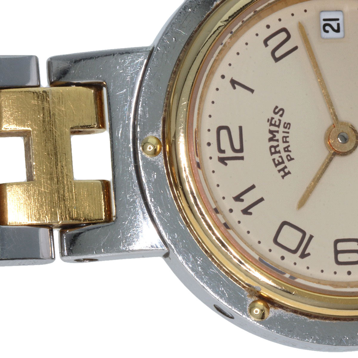 HERMES Clipper Old Belt Watches Stainless Steel/SSxGP Ladies