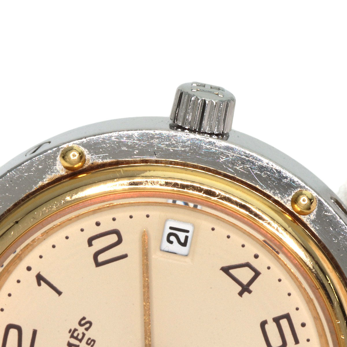 HERMES Clipper Old Belt Watches Stainless Steel/SSxGP Ladies