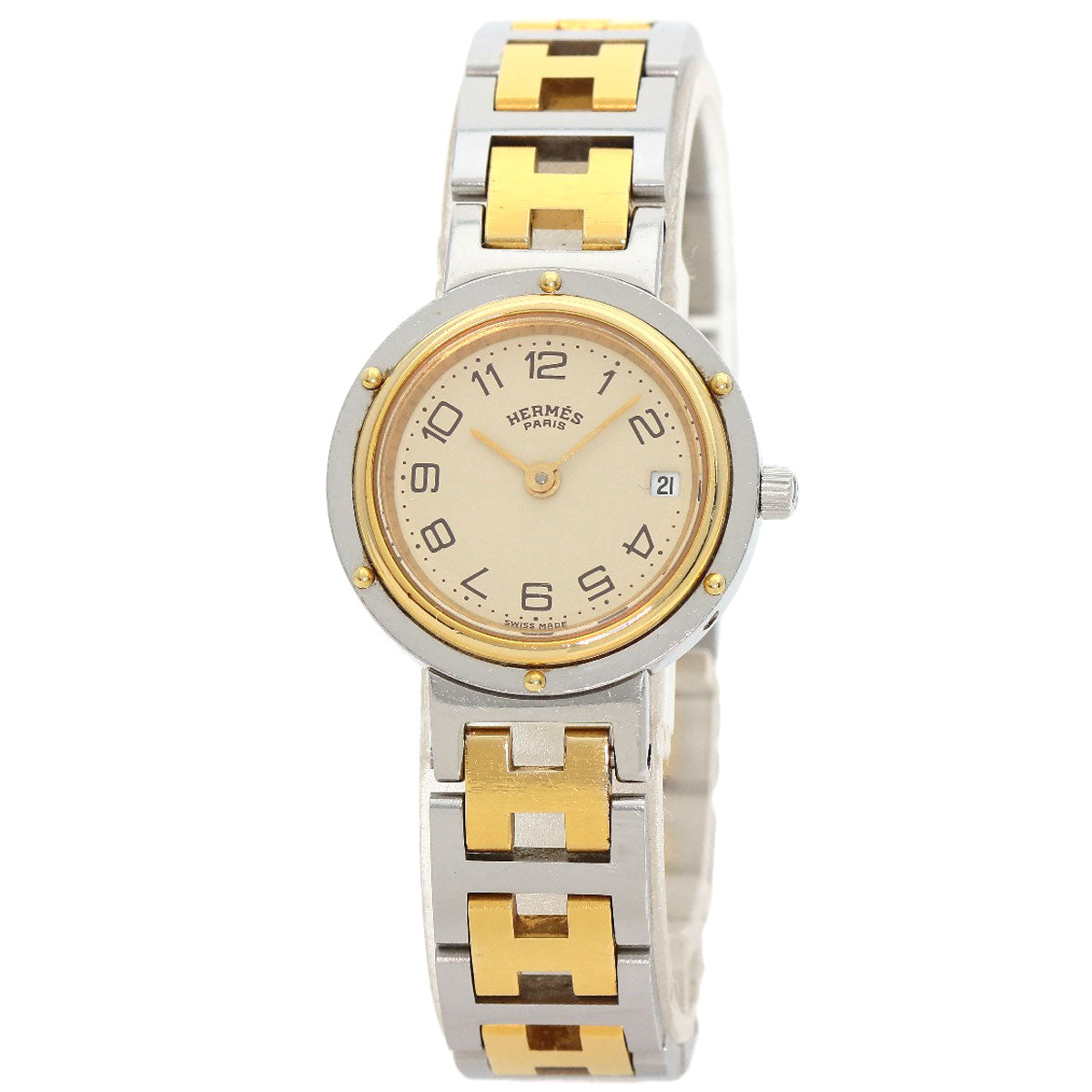 HERMES Clipper Old Belt Watches Stainless Steel/SSxGP Ladies