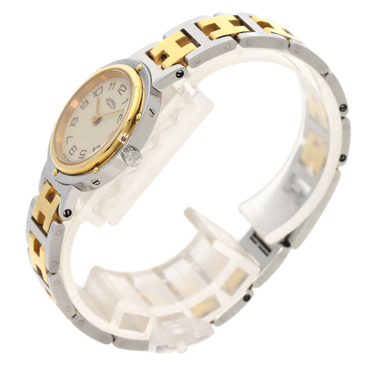 HERMES Clipper Old Belt Watches Stainless Steel/SSxGP Ladies