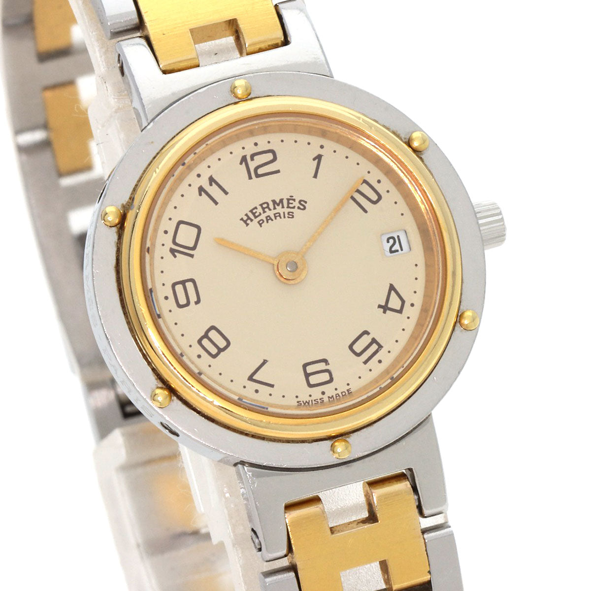 HERMES Clipper Old Belt Watches  Stainless Steel/SSxGP Ladies