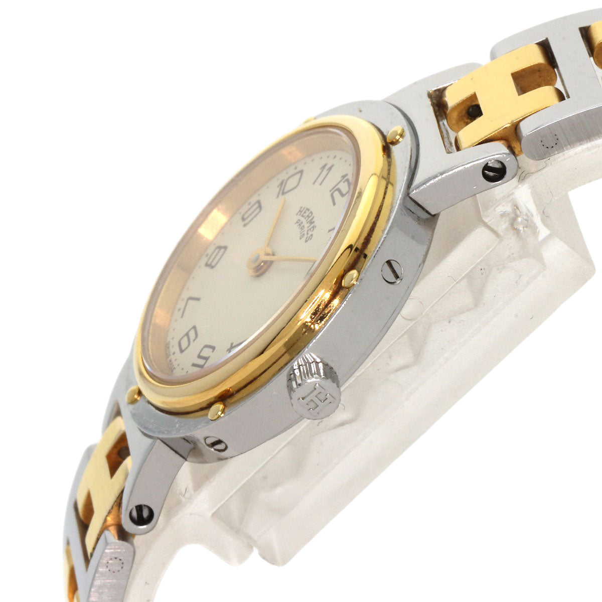 HERMES Clipper Old Belt Watches Stainless Steel/SSxGP Ladies