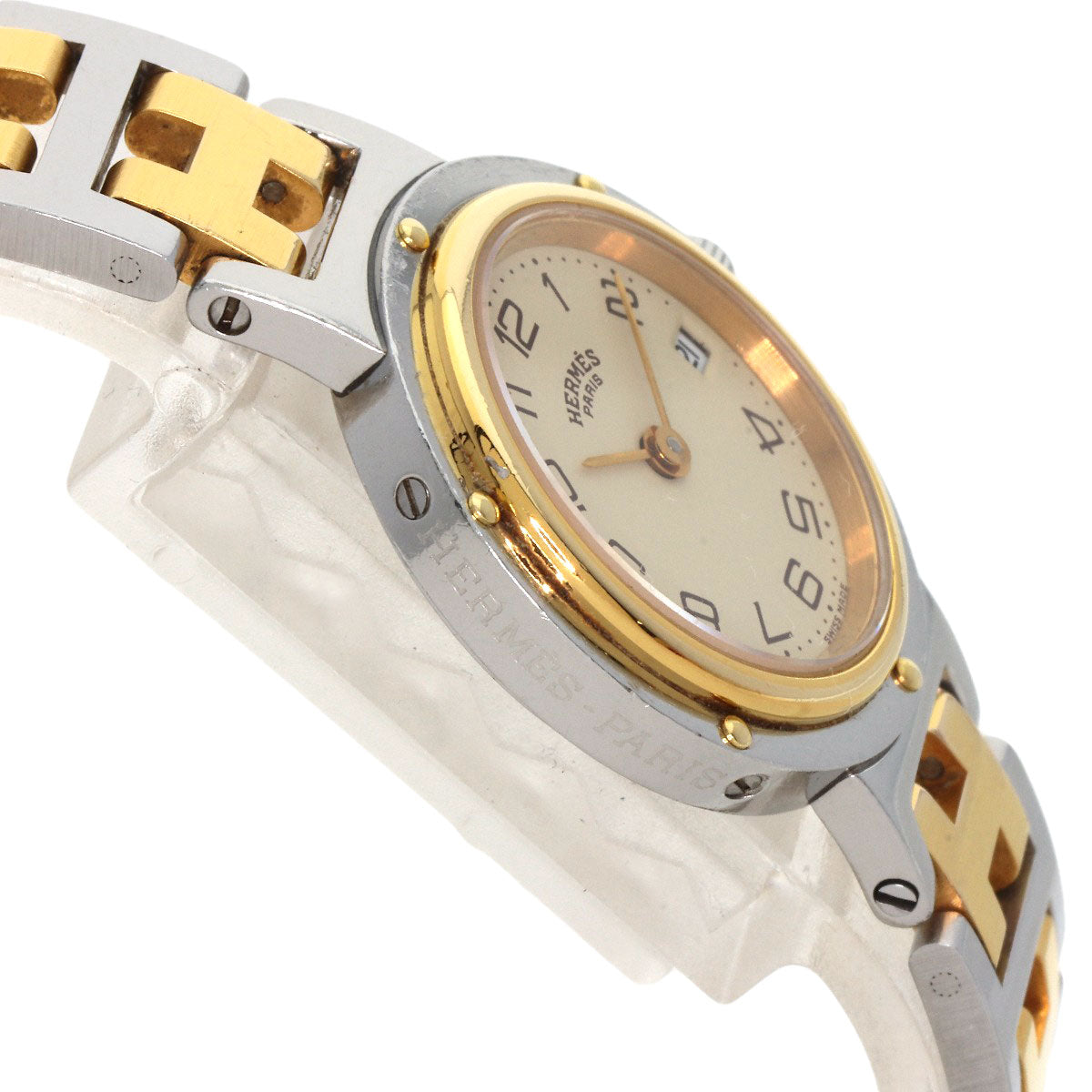 HERMES Clipper Old Belt Watches Stainless Steel/SSxGP Ladies