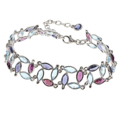 POLA   Bracelet Garnet Tanzanite Aquamarine K18 White Gold Ladies