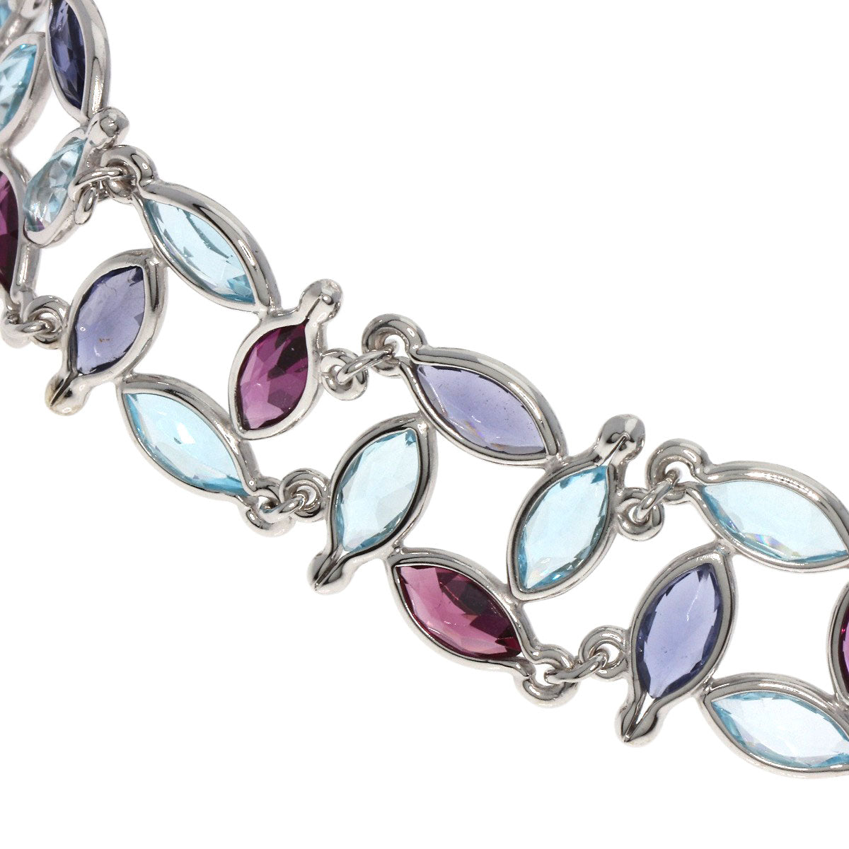 POLA Garnet Tanzanite Aquamarine Bracelet K18 White Gold Ladies [Used]