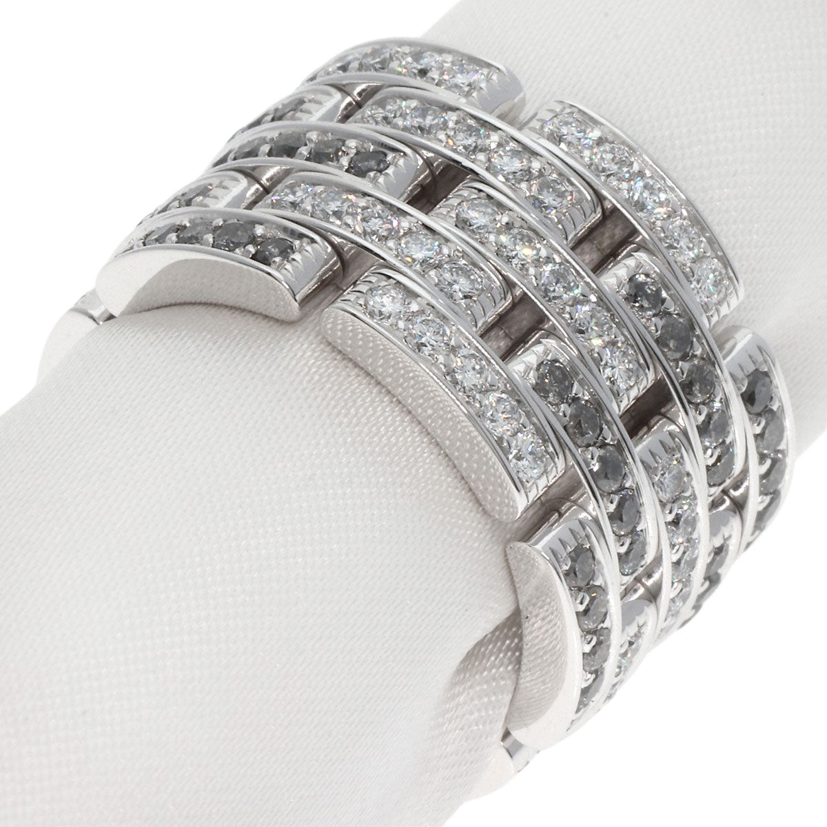 CARTIER   Ring PANTHERE Sauvage Diamond 5 Row #56 K18 White Gold Ladies