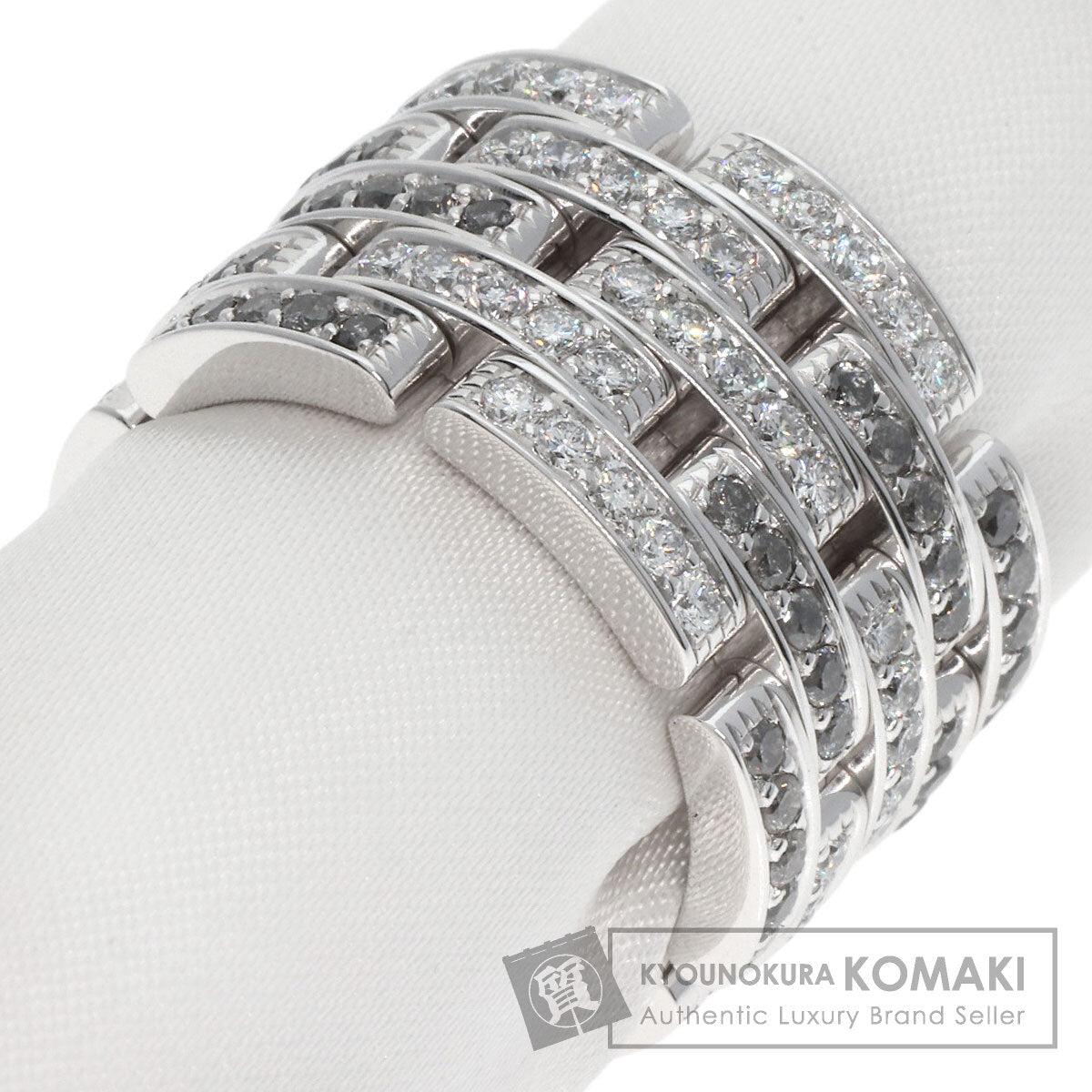 CARTIER   Ring PANTHERE Sauvage Diamond 5 Row #56 K18 White Gold Ladies