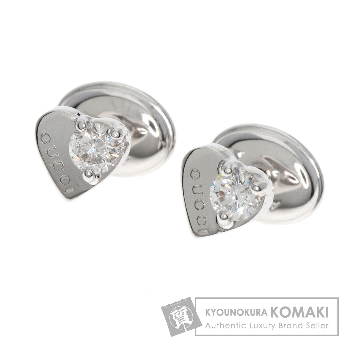 GUCCI   earring Heart Diamond K18 White Gold Ladies