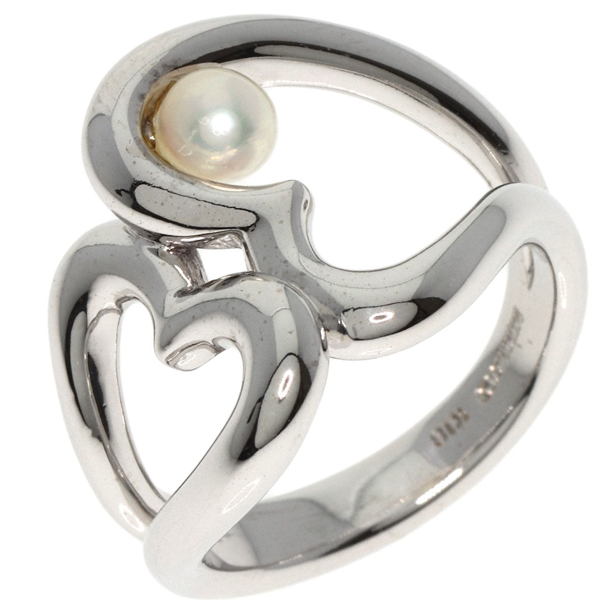 MIKIMOTO   Ring Pearl Pearl W Heart K18 White Gold Ladies