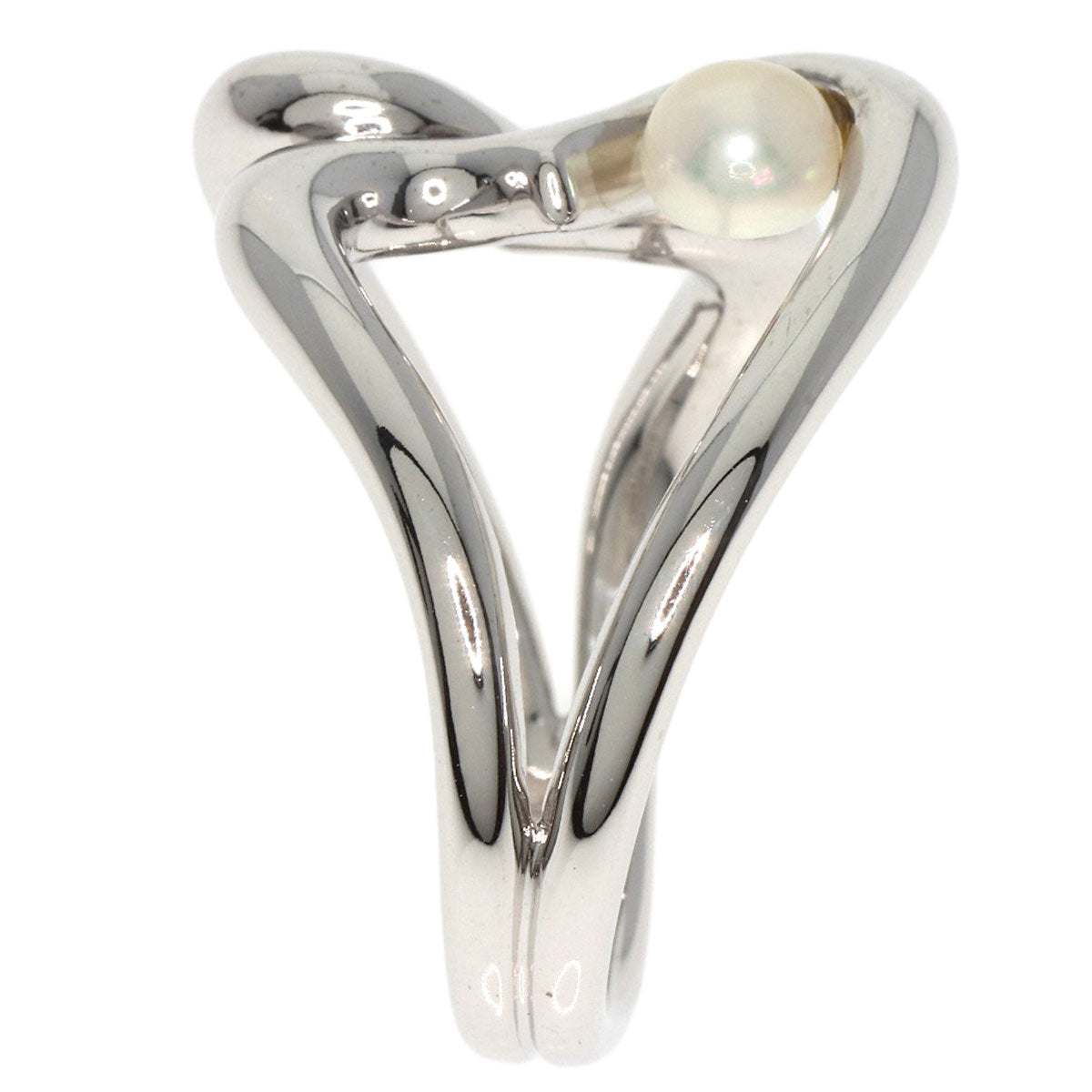 MIKIMOTO   Ring Pearl Pearl W Heart K18 White Gold Ladies