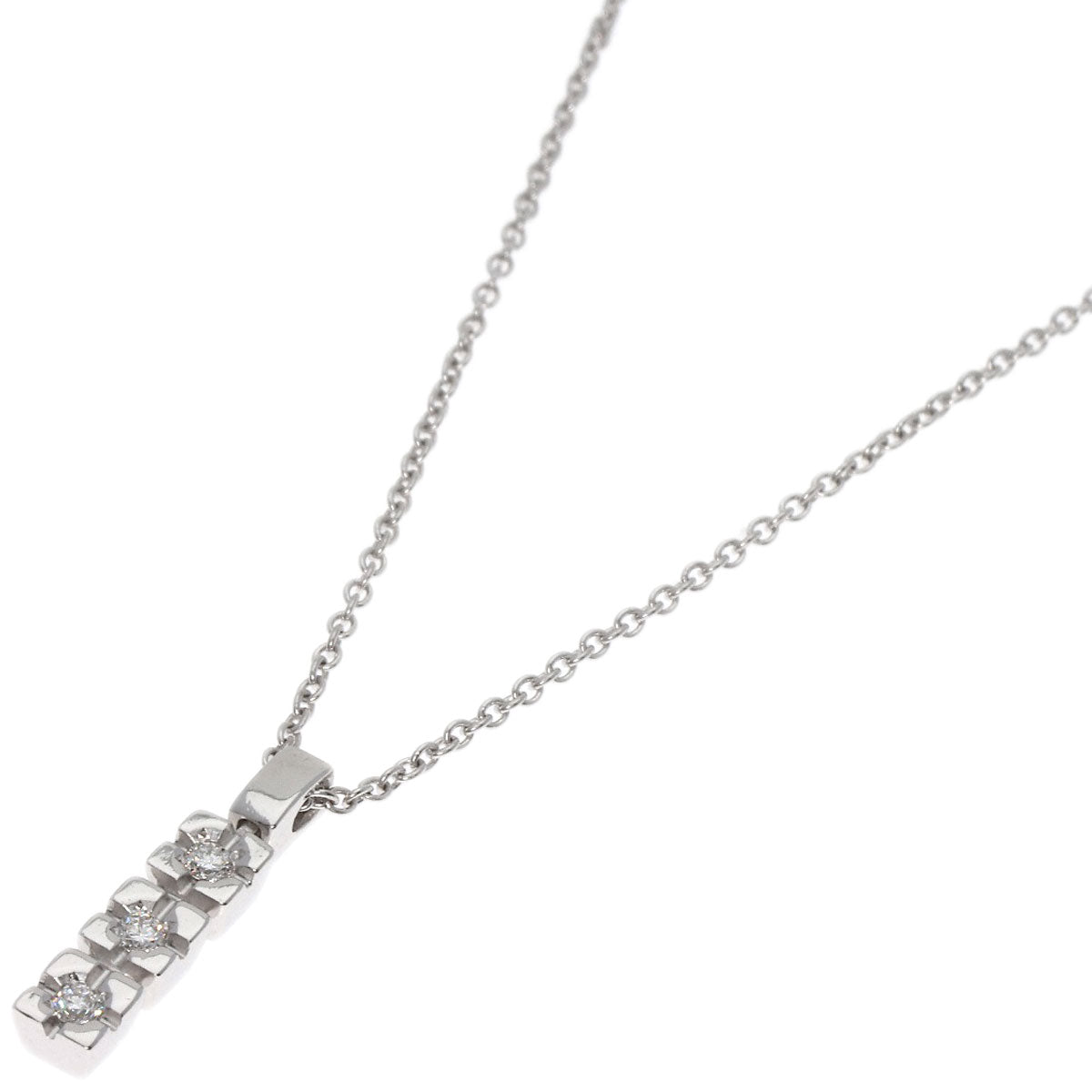 STAR JEWELRY   Necklace 3P Diamond K18 White Gold Ladies