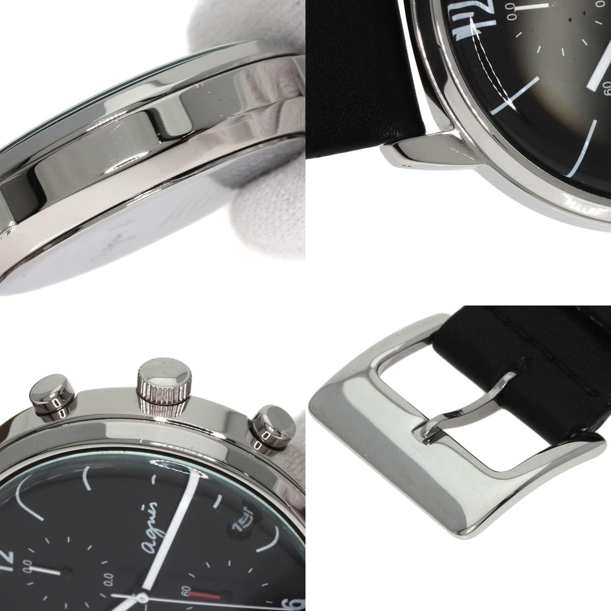 agnes b. Round face Watches VD57-KR30 Stainless Steel/Leather mens