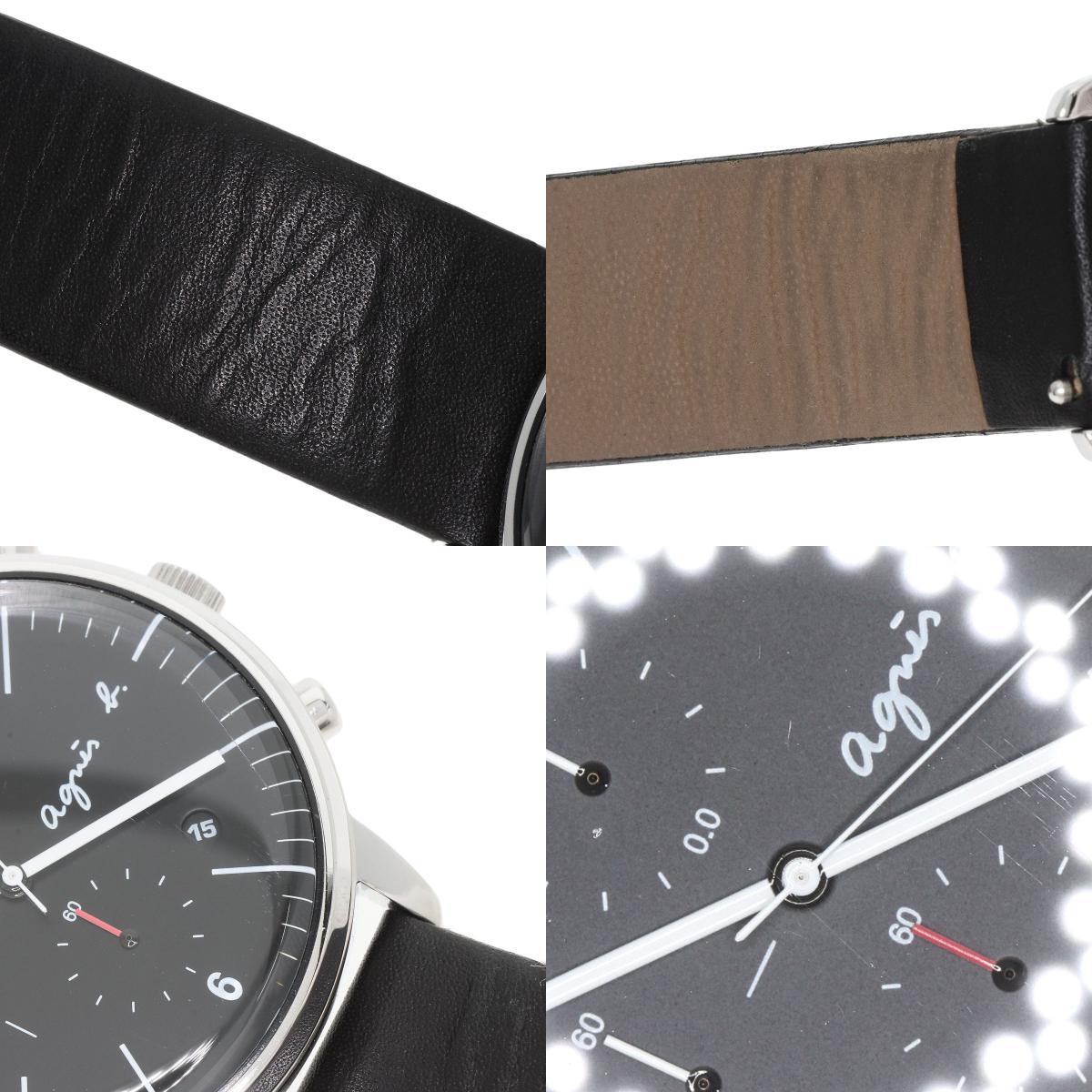 agnes b. Round face Watches VD57-KR30 Stainless Steel/Leather mens