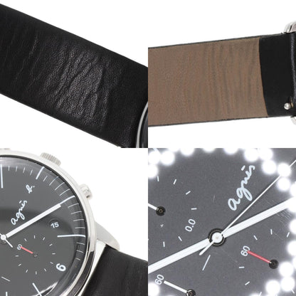 agnes b. Round face Watches VD57-KR30 Stainless Steel/Leather mens