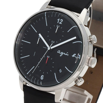 agnes b. Round face Watches VD57-KR30 Stainless Steel/Leather mens