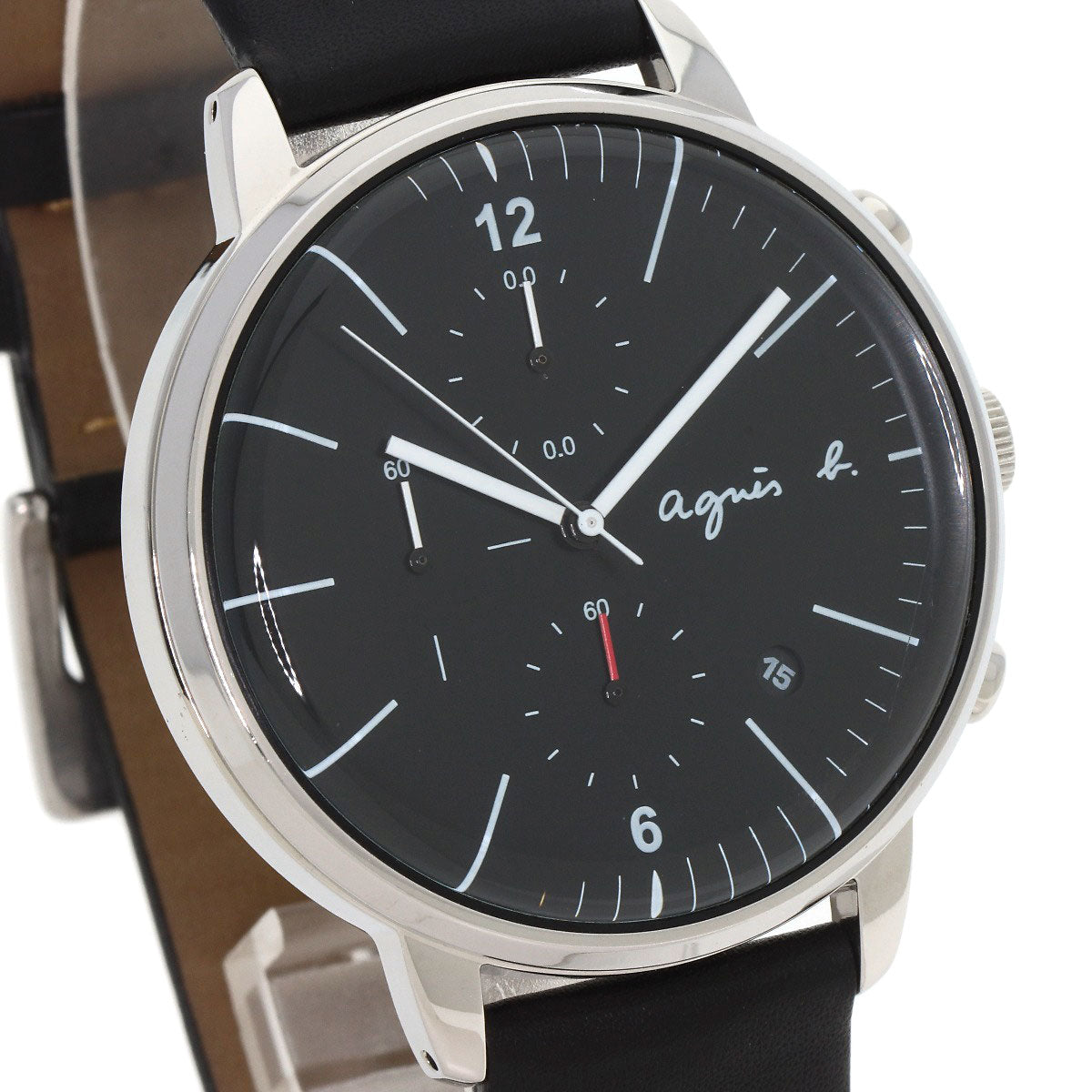 agnes b. Round face Watches VD57-KR30 Stainless Steel/Leather mens