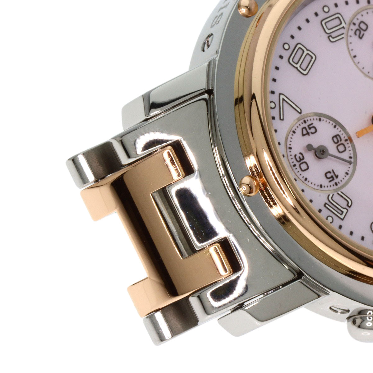 HERMES Clipper Chronograph New Buckle Watches CL1.321 Stainless Steel/SSxPGP Ladies