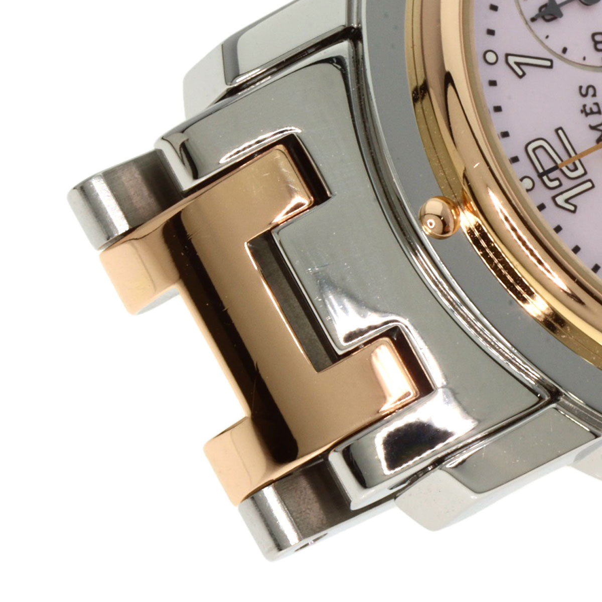 HERMES Clipper Chronograph New Buckle Watches CL1.321 Stainless Steel/SSxPGP Ladies